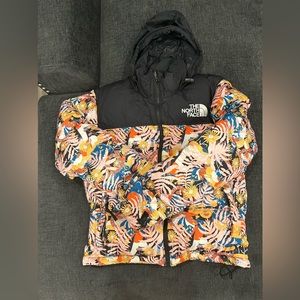 The North Face multi-color puffer jacket